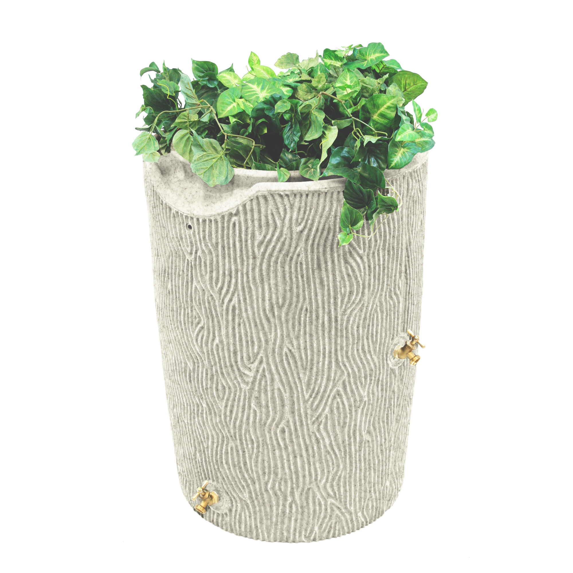 Good Ideas Impressions Bark Rain Saver Barrel — 50 Gallon, Sandstone, Tree Trunk Texture, Model# IMP-C50-SAN